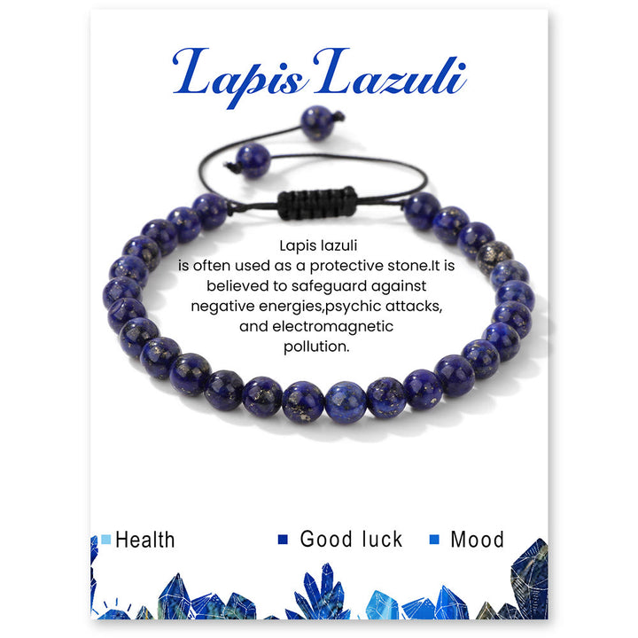 Olivenorma 4mm/6mm Natural Stone Beaded Drawstring Bracelet - Lapis Lazuli - 6mm - image 45