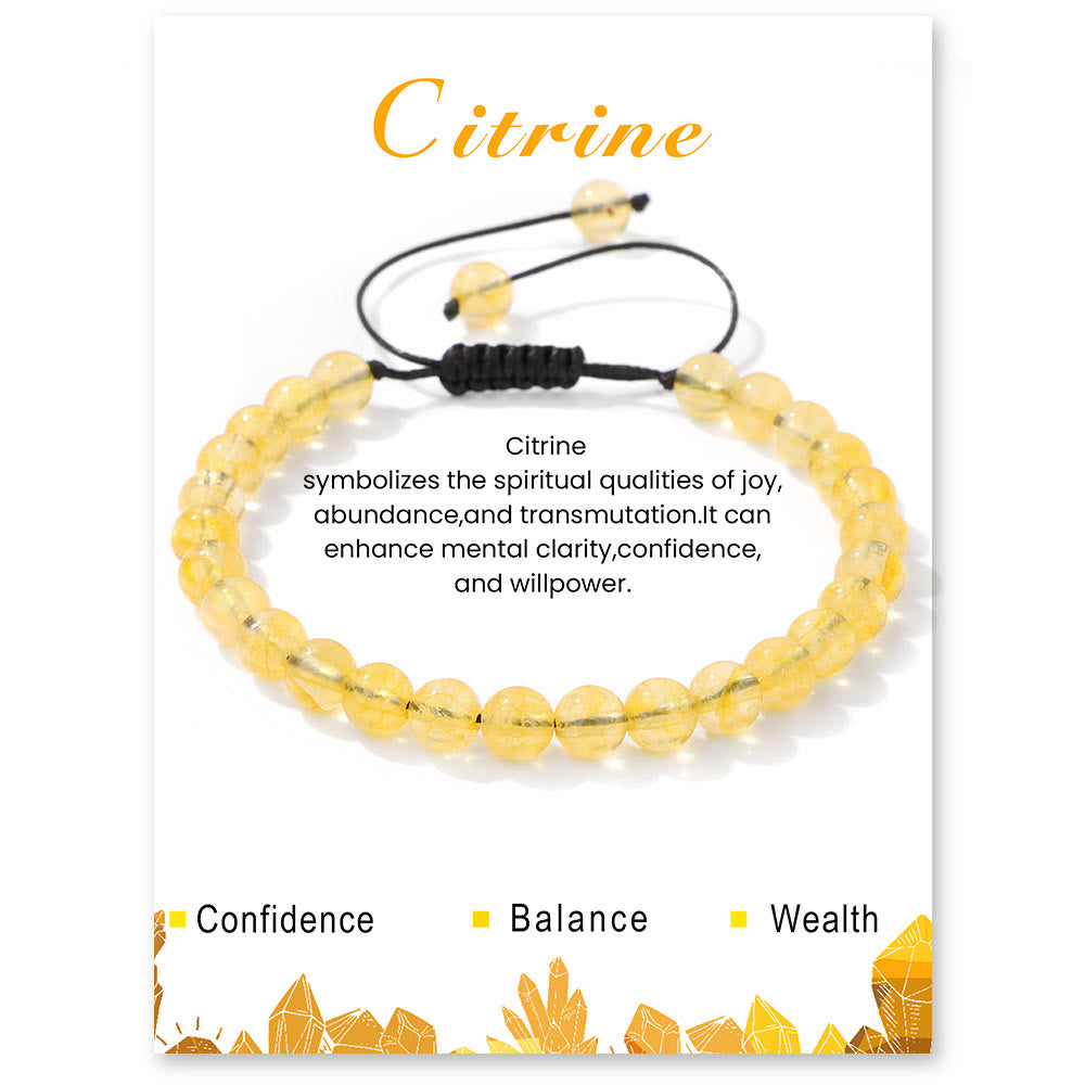 Olivenorma 4mm/6mm Natural Stone Beaded Drawstring Bracelet - Citrine - 6mm - image 41