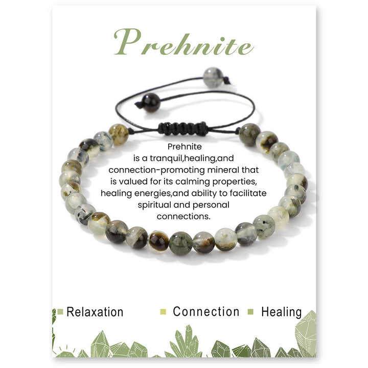 Olivenorma 4mm/6mm Natural Stone Beaded Drawstring Bracelet - Prehnite - 6mm - image 29