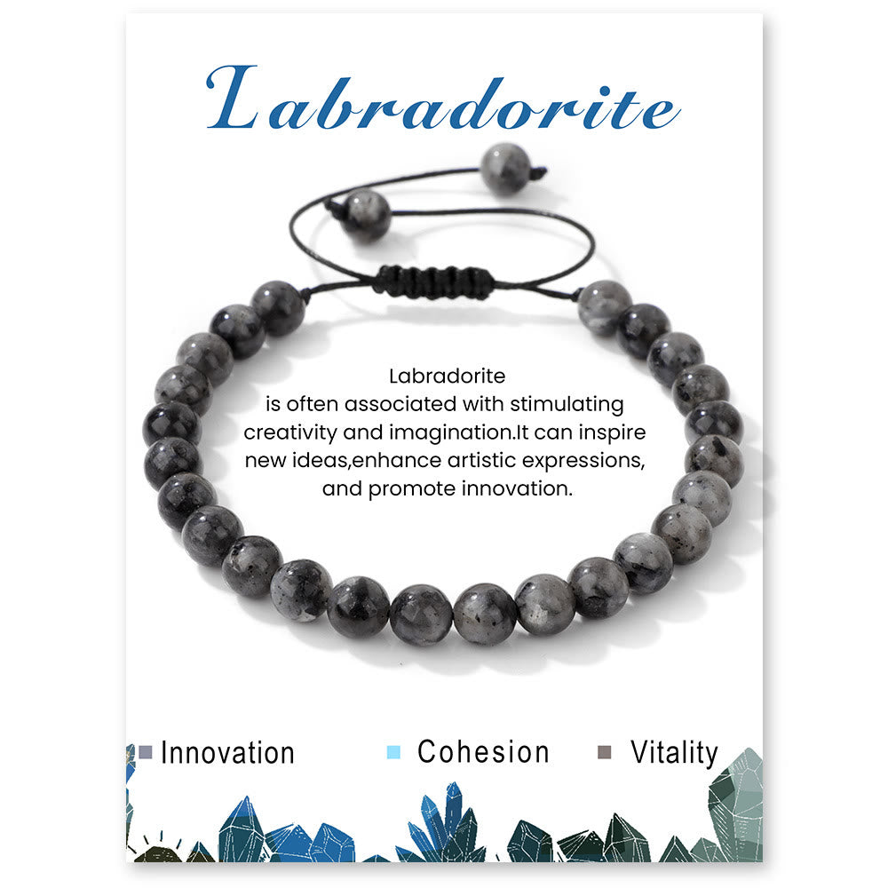 Olivenorma 4mm/6mm Natural Stone Beaded Drawstring Bracelet - Labradorite - 6mm - image 39
