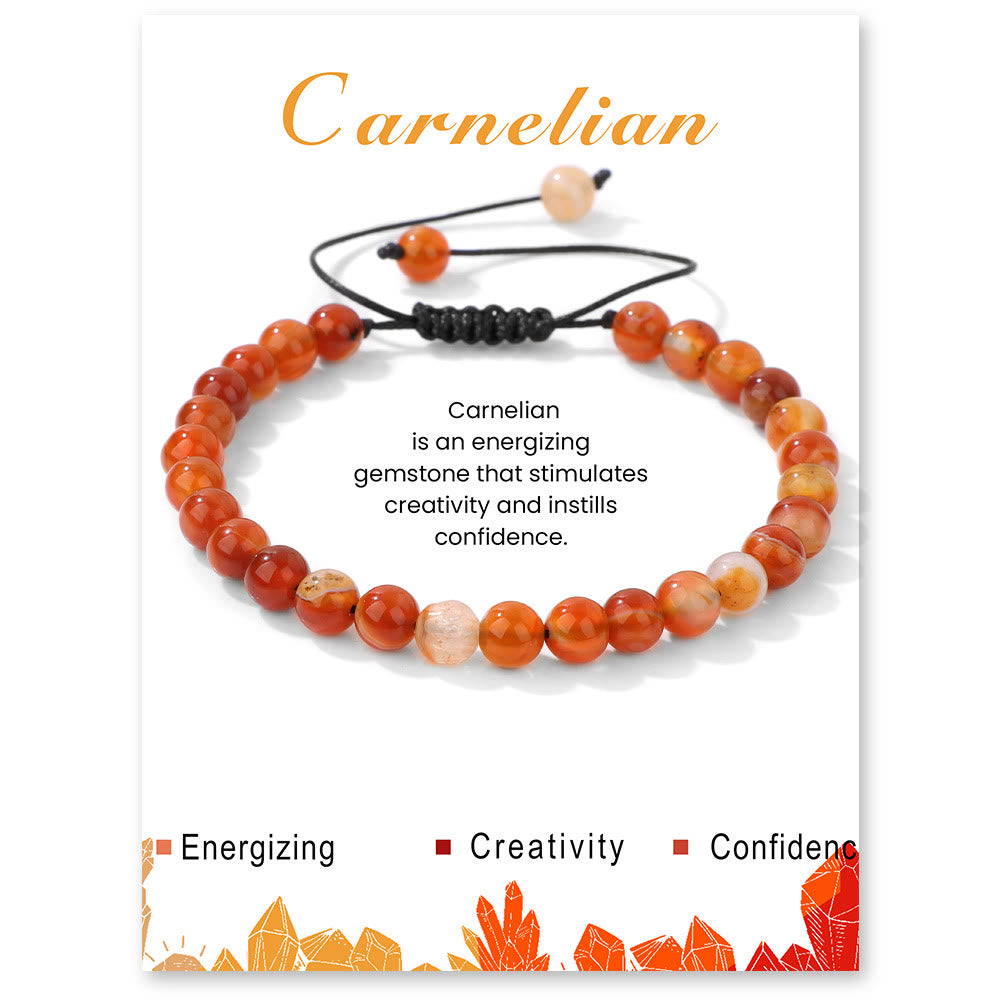 Olivenorma 4mm/6mm Natural Stone Beaded Drawstring Bracelet - Carnelian - 6mm - image 27