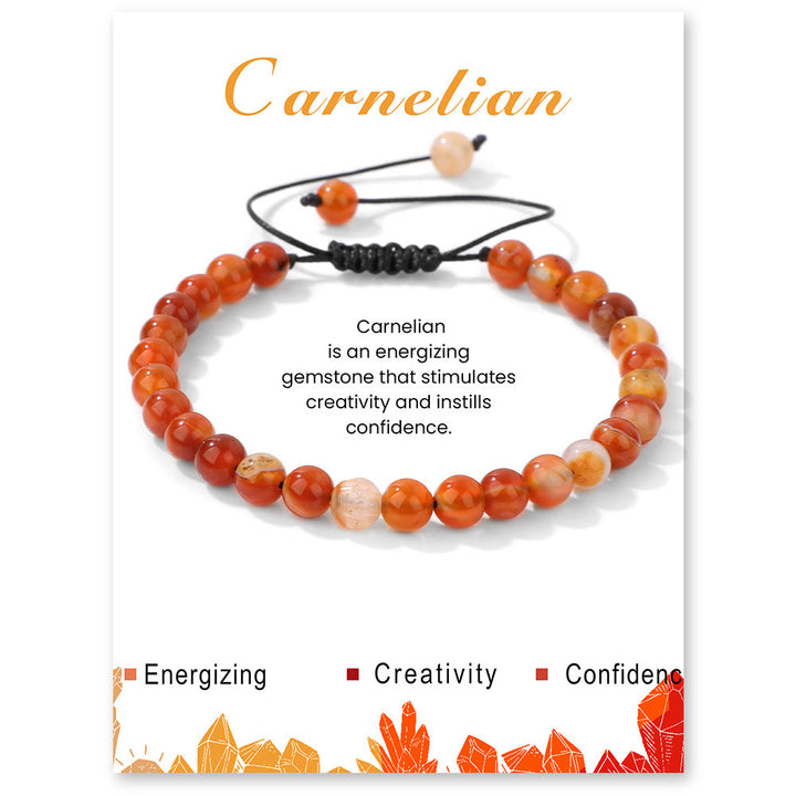 Olivenorma 4mm/6mm Natural Stone Beaded Drawstring Bracelet - Carnelian - 6mm - image 27