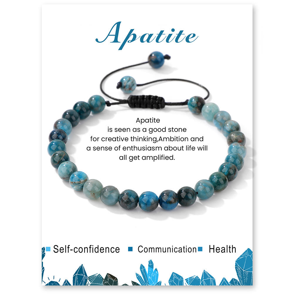 Olivenorma 4mm/6mm Natural Stone Beaded Drawstring Bracelet - Blue Apatite - 6mm - image 57