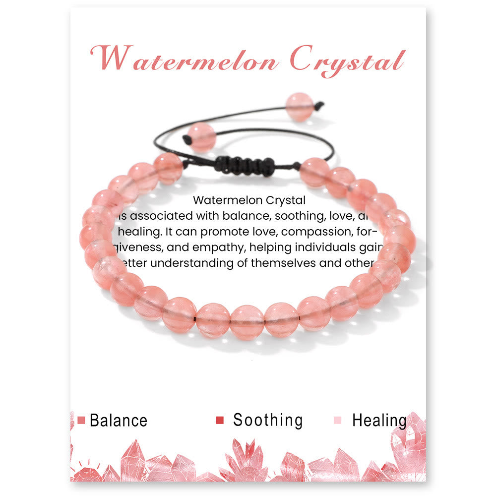 Olivenorma 4mm/6mm Natural Stone Beaded Drawstring Bracelet - Red Smelting Quartz - 6mm - image 49