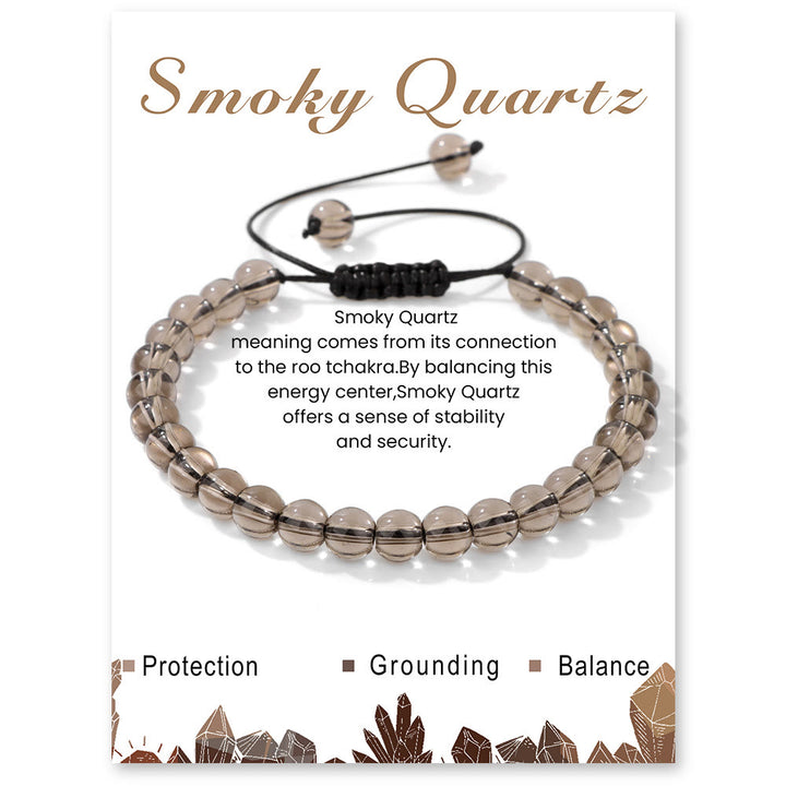 Olivenorma 4mm/6mm Natural Stone Beaded Drawstring Bracelet - Smoky Quartz - 6mm - image 53