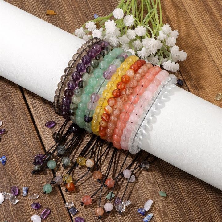 Olivenorma 4mm/6mm Natural Stone Beaded Drawstring Bracelet - image 58