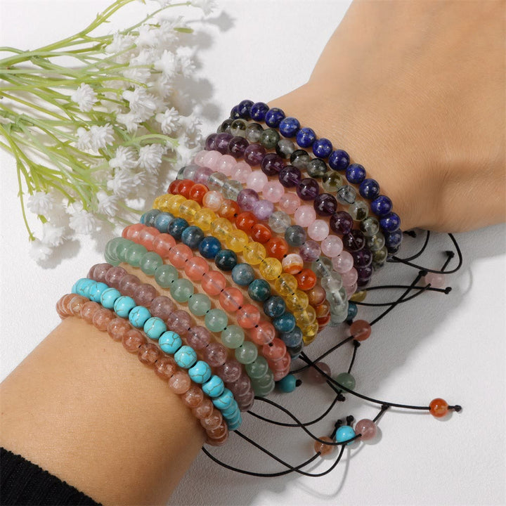 Olivenorma 4mm/6mm Natural Stone Beaded Drawstring Bracelet - image 60