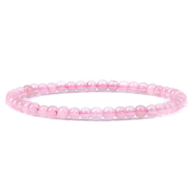 Olivenorma 4mm Natural Stone Beaded Bracelet - Rose Quartz - image 29