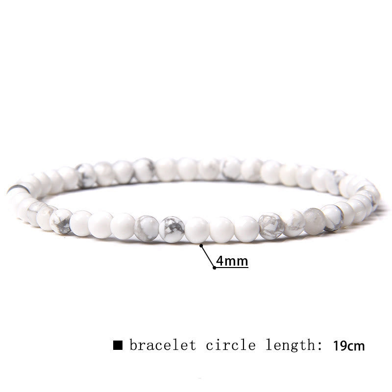Olivenorma 4mm Natural Stone Beaded Bracelet - Howlite - image 5