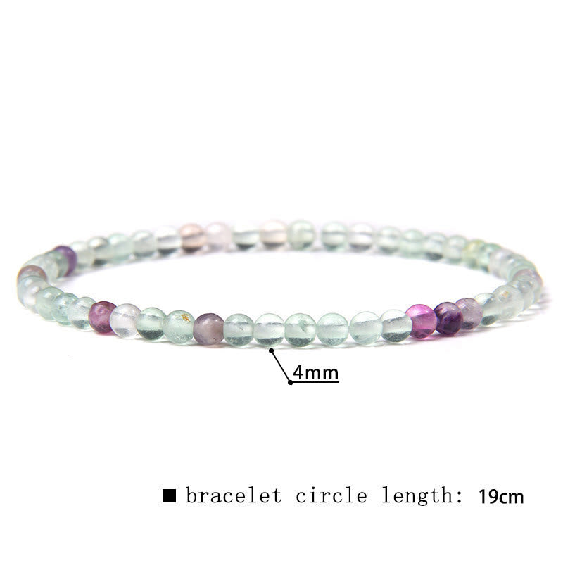 Olivenorma 4mm Natural Stone Beaded Bracelet - Fluorite - image 27
