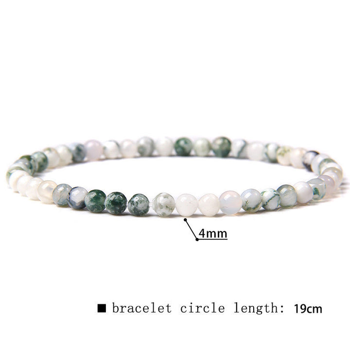 Olivenorma 4mm Natural Stone Beaded Bracelet - Moss Agate2 - image 28