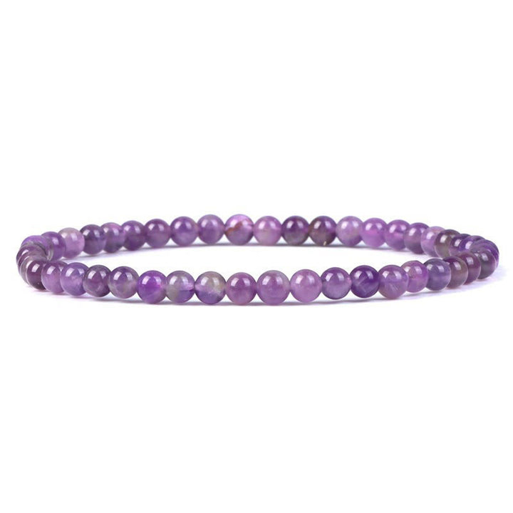 Olivenorma 4mm Natural Stone Beaded Bracelet - Amethyst - image 13