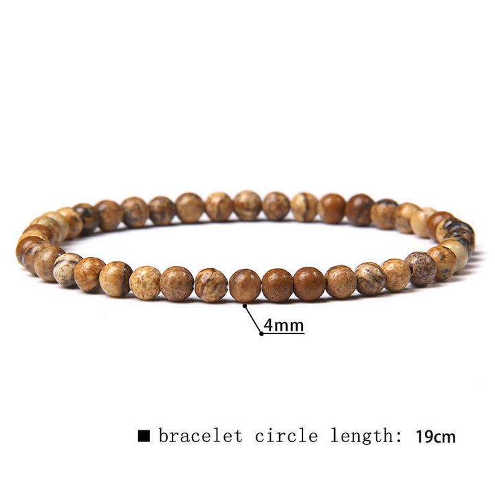 Olivenorma 4mm Natural Stone Beaded Bracelet - Picture Jasper - image 45