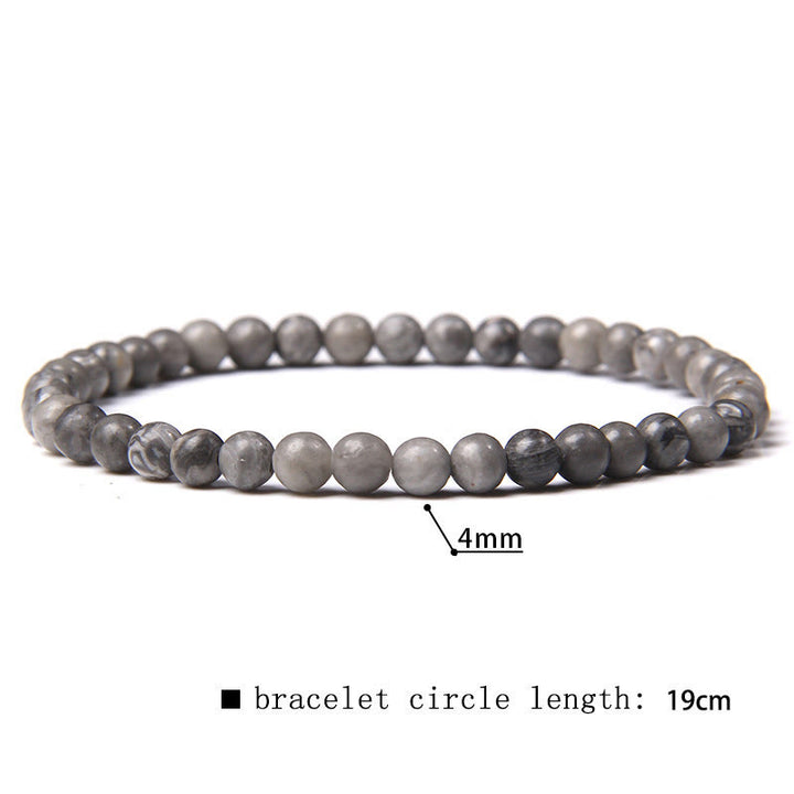 Olivenorma 4mm Natural Stone Beaded Bracelet - Grey Jasper - image 65