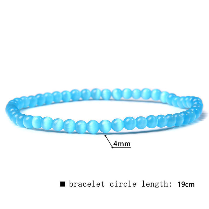 Olivenorma 4mm Natural Stone Beaded Bracelet - Blue Cat's Eye Stone - image 11