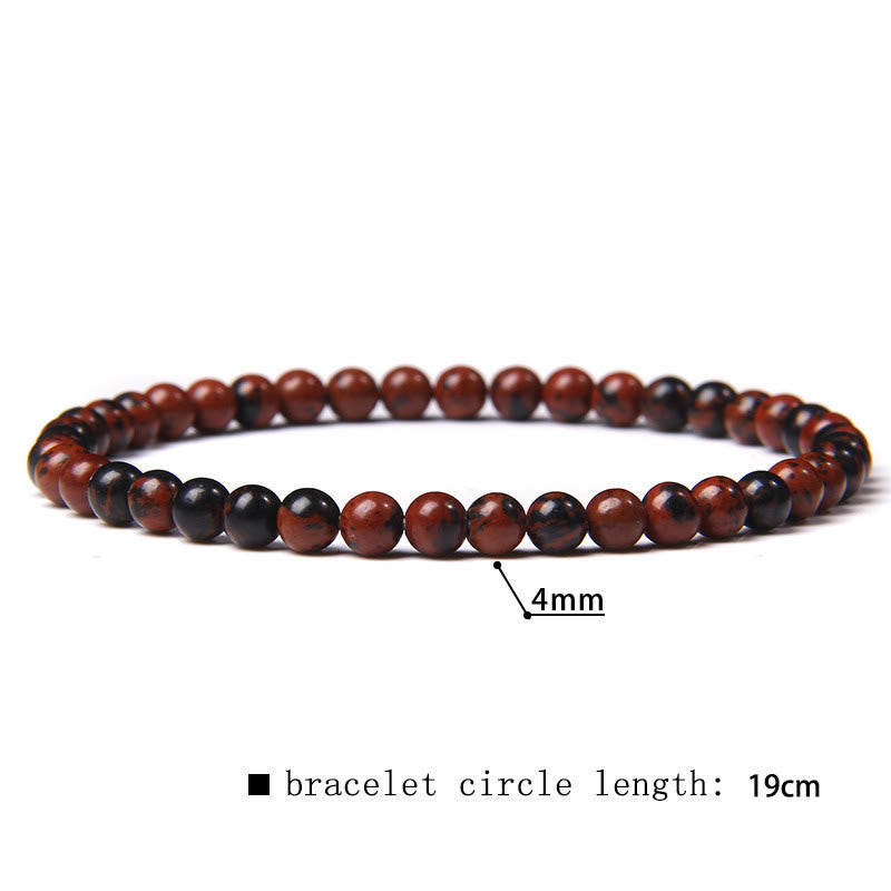 Olivenorma 4mm Natural Stone Beaded Bracelet - Mahogany Obsidian - image 58