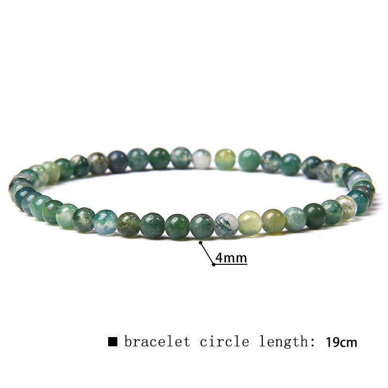Olivenorma 4mm Natural Stone Beaded Bracelet - Moss Agate - image 24