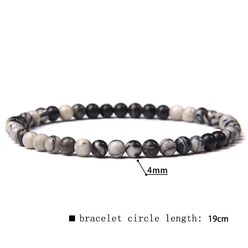 Olivenorma 4mm Natural Stone Beaded Bracelet - Black Line Stone - image 64