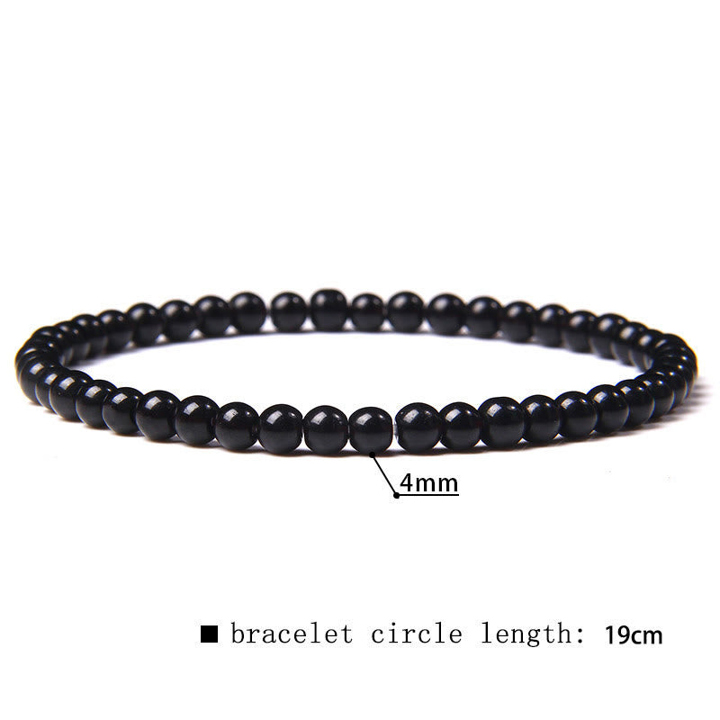 Olivenorma 4mm Natural Stone Beaded Bracelet - Obsidian - image 56