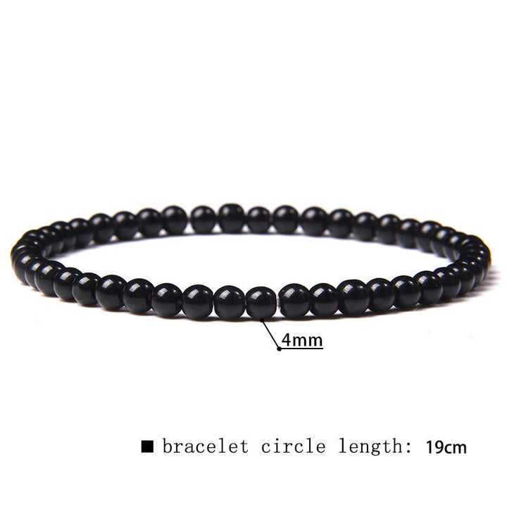 Olivenorma 4mm Natural Stone Beaded Bracelet - Obsidian - image 56