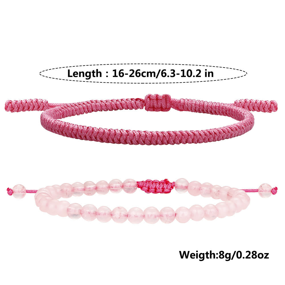 Olivenorma Natural Rose Quartz Beads Braided Bracelet - image 9
