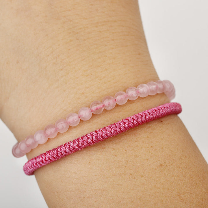 Olivenorma Natural Rose Quartz Beads Braided Bracelet - image 1