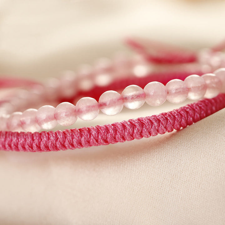Olivenorma Natural Rose Quartz Beads Braided Bracelet - image 4