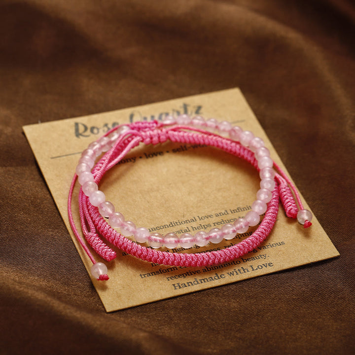 Olivenorma Natural Rose Quartz Beads Braided Bracelet - image 7