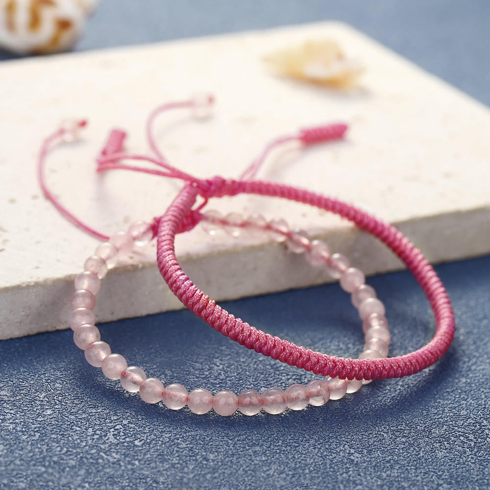 Olivenorma Natural Rose Quartz Beads Braided Bracelet - image 5