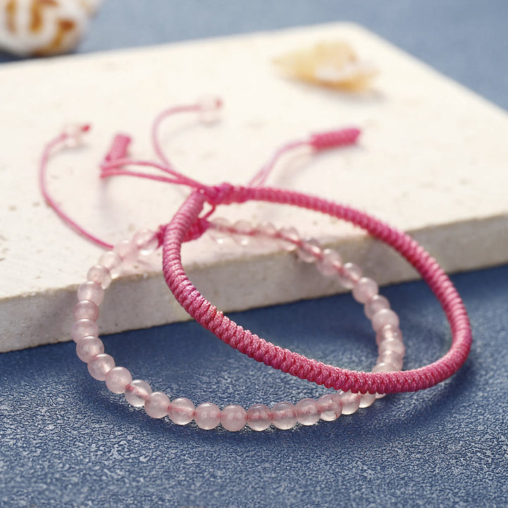 Olivenorma Natural Rose Quartz Beads Braided Bracelet - image 5