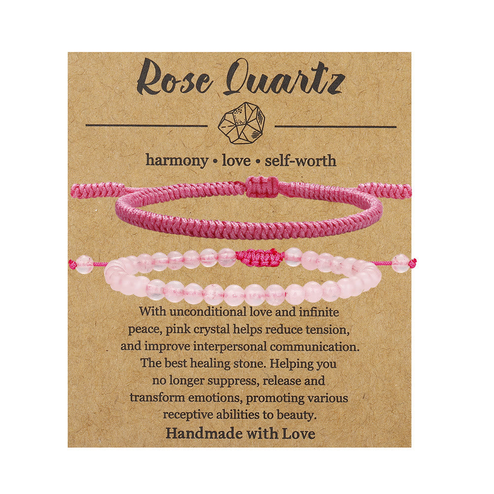 Olivenorma Natural Rose Quartz Beads Braided Bracelet - image 8