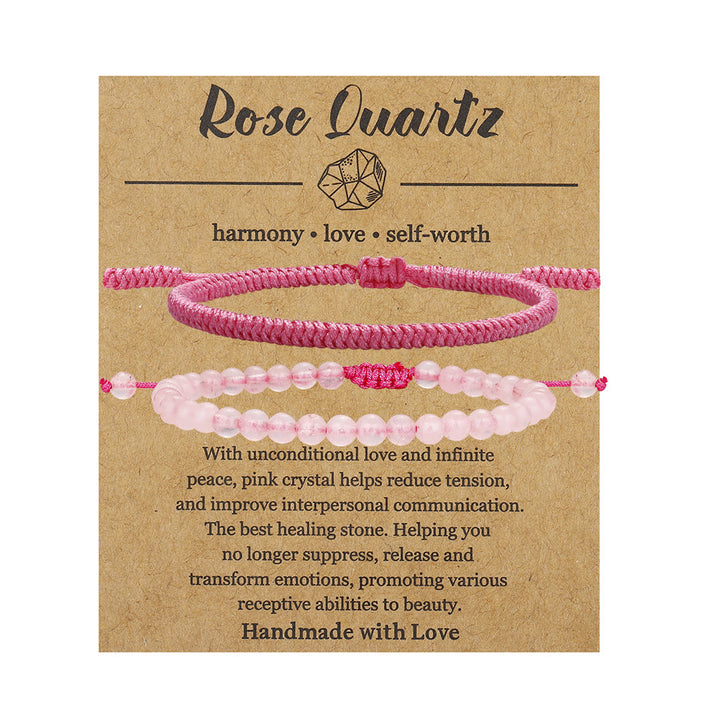 Olivenorma Natural Rose Quartz Beads Braided Bracelet - image 8
