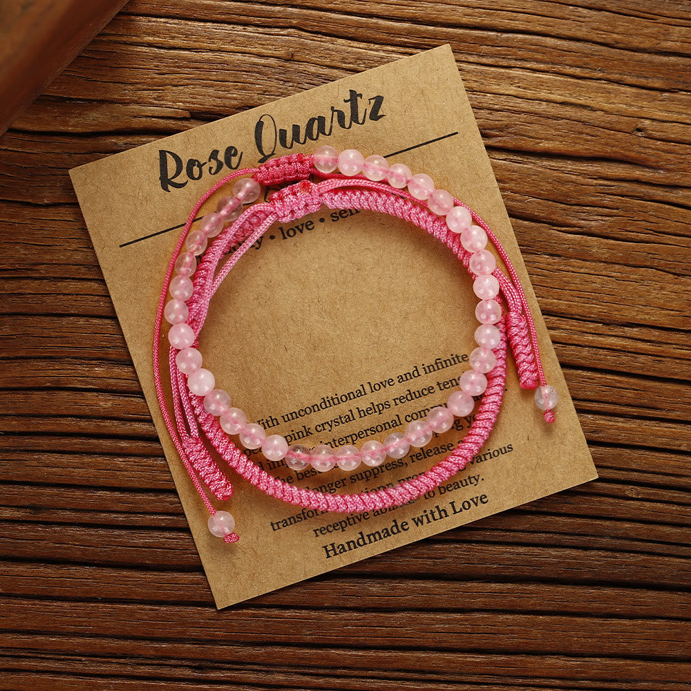 Olivenorma Natural Rose Quartz Beads Braided Bracelet - Rose Quartz - image 0