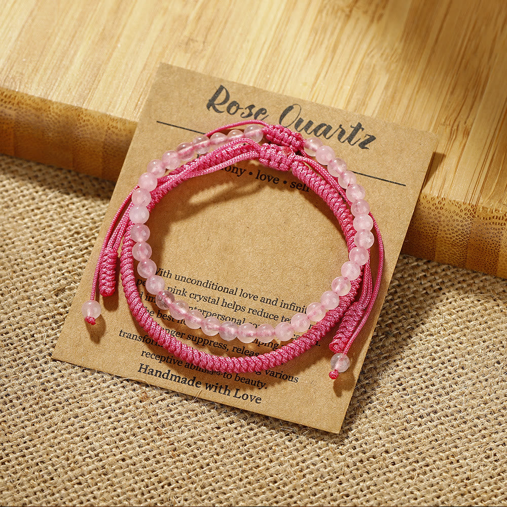 Olivenorma Natural Rose Quartz Beads Braided Bracelet - image 6