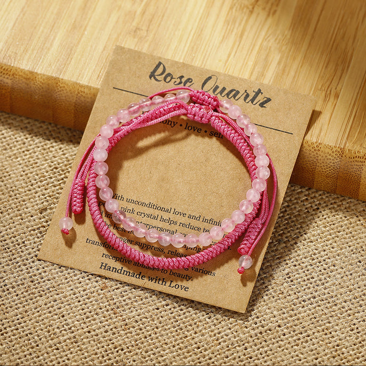 Olivenorma Natural Rose Quartz Beads Braided Bracelet - image 6