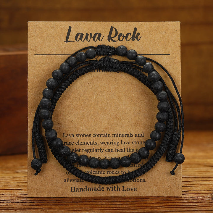 Olivenorma Natural Lava Stone Beads Braided Bracelet - Lava Stone - image 0