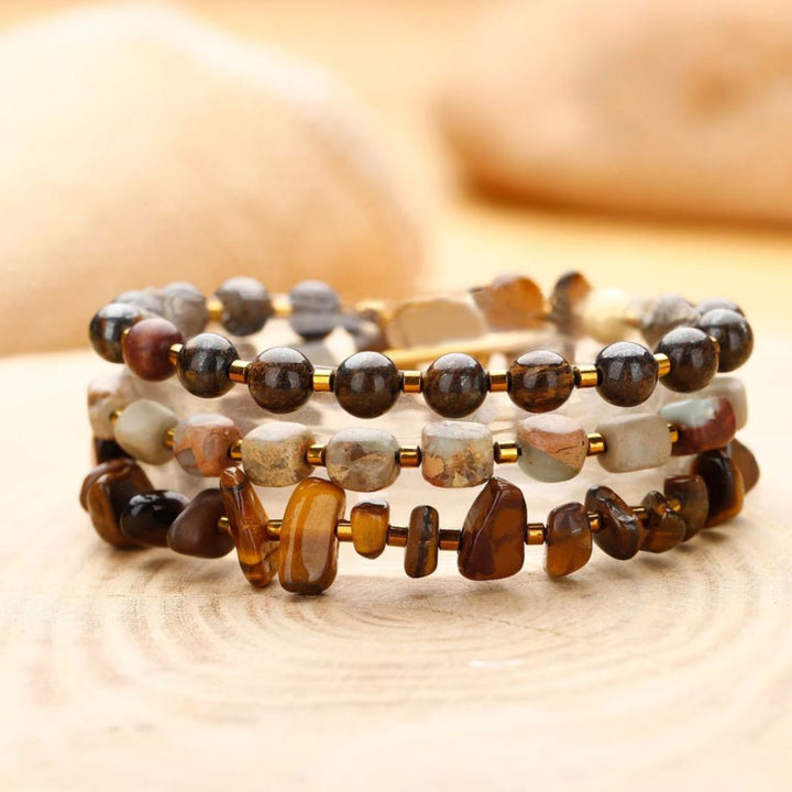 Olivenorma Agalmatolite Tiger Eye Beads Bracelet - Agalmatolite & Tiger Eye - image 0