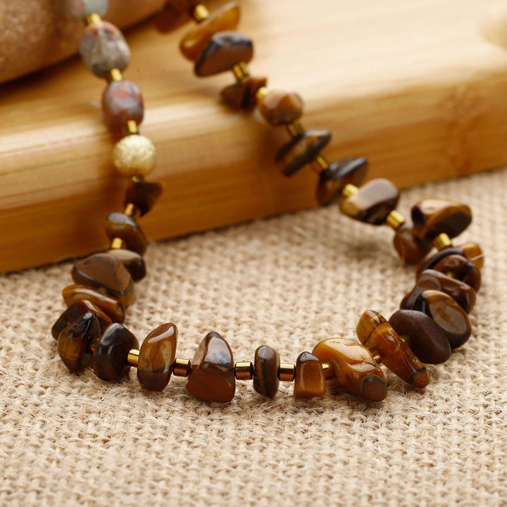 Olivenorma Agalmatolite Tiger Eye Beads Bracelet - image 3