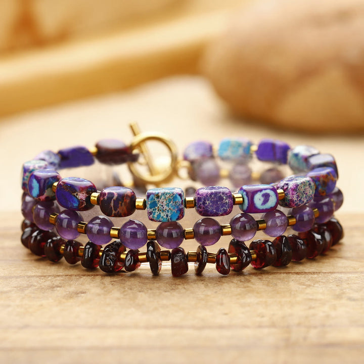 Olivenorma Amethyst Garnet Purple Emperor Stone Beads Bracelet - Natural Stone - image 0