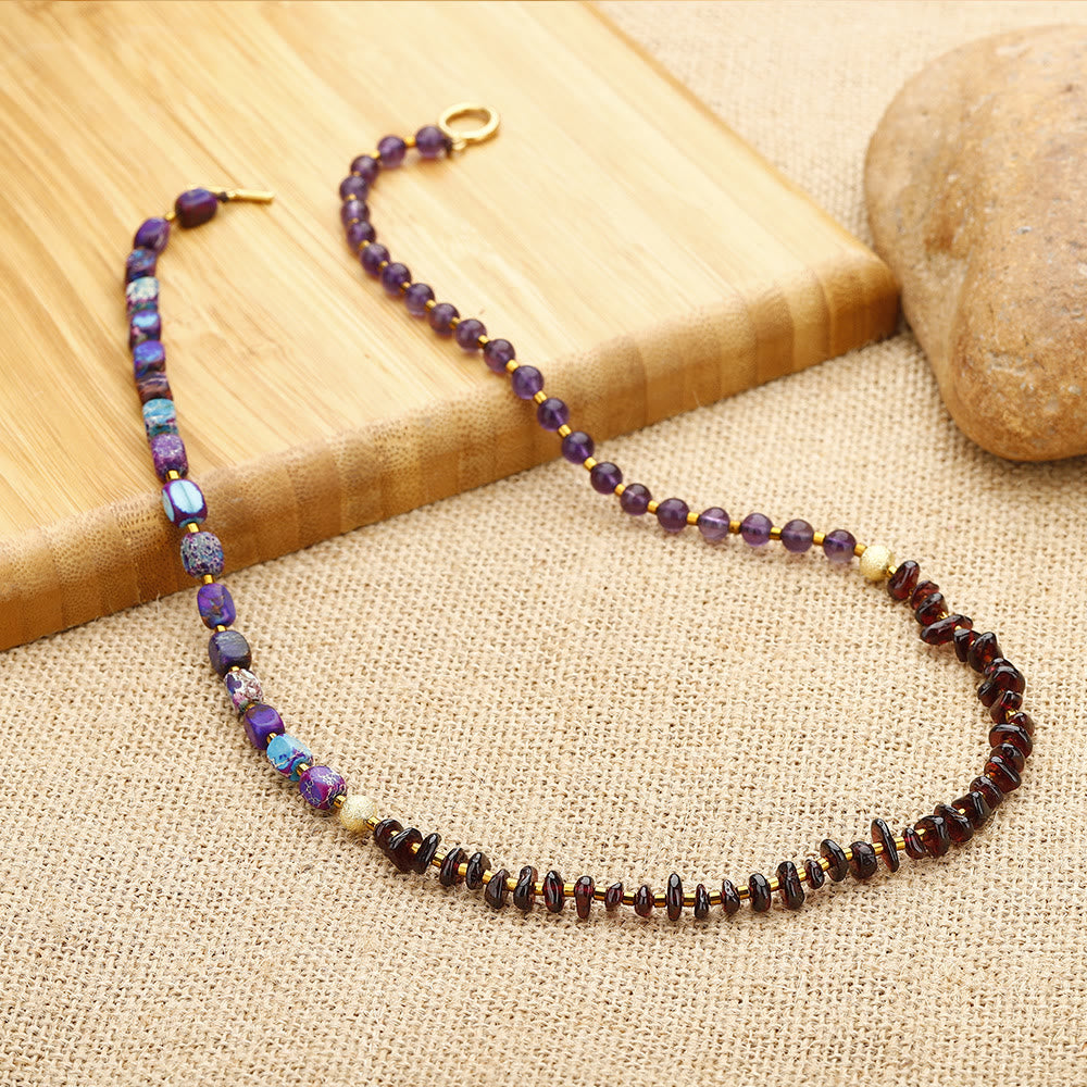 Olivenorma Amethyst Garnet Purple Emperor Stone Beads Bracelet - image 4