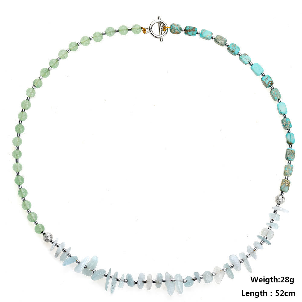 Olivenorma Aquamarine Emperor Stone Green Aventurine Beads Bracelet - image 7