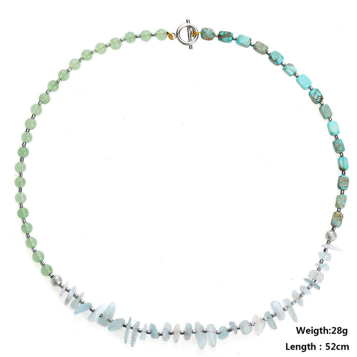Olivenorma Aquamarine Emperor Stone Green Aventurine Beads Bracelet - image 7