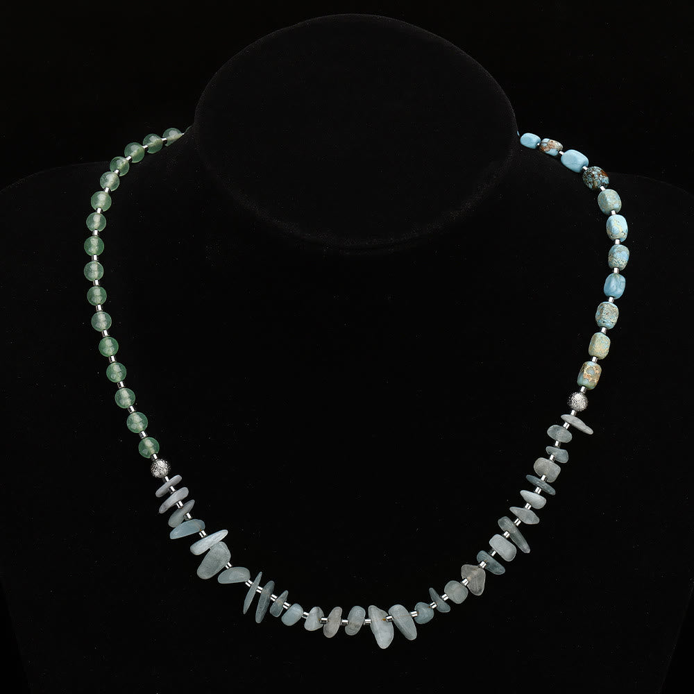 Olivenorma Aquamarine Emperor Stone Green Aventurine Beads Bracelet - image 6