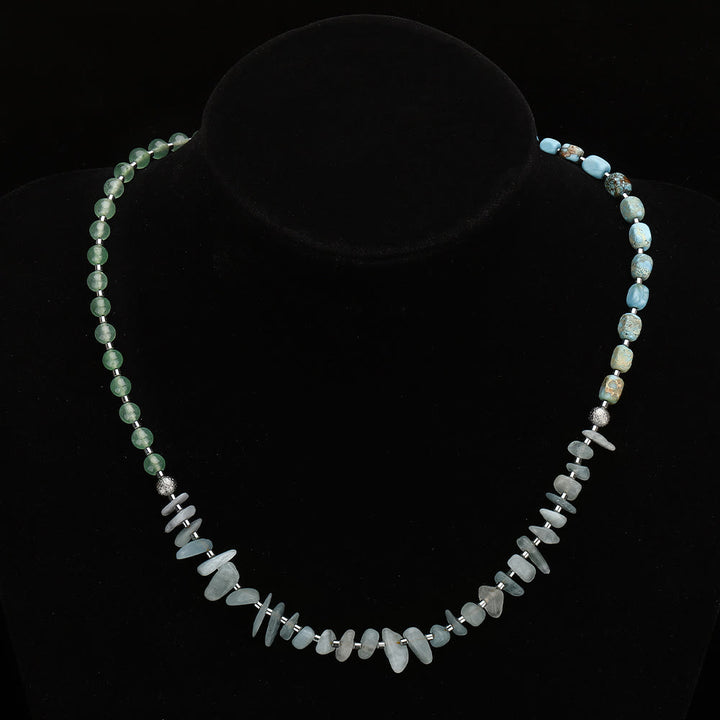 Olivenorma Aquamarine Emperor Stone Green Aventurine Beads Bracelet - image 6