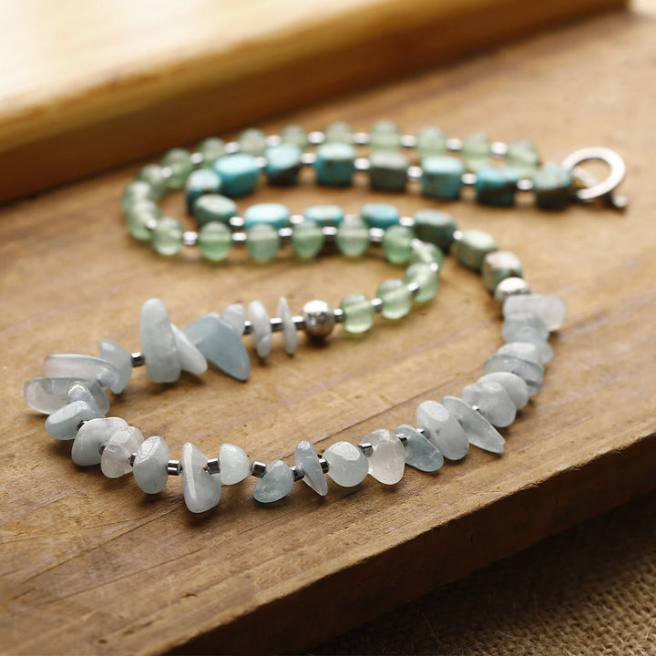 Olivenorma Aquamarine Emperor Stone Green Aventurine Beads Bracelet - image 3