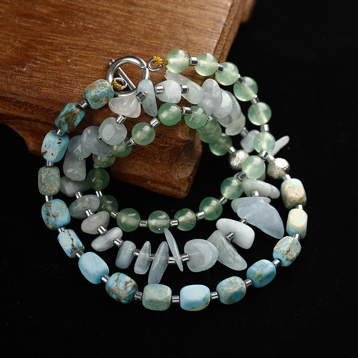 Olivenorma Aquamarine Emperor Stone Green Aventurine Beads Bracelet - image 5