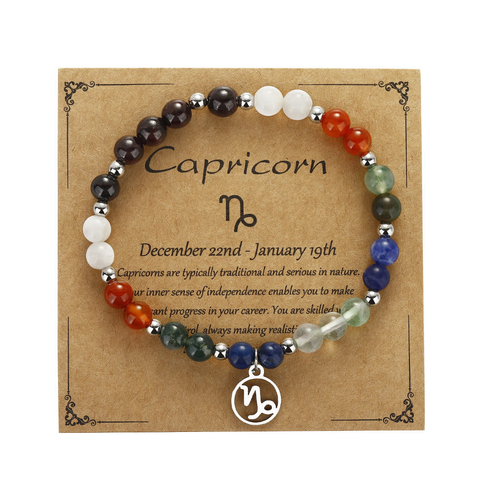 Olivenorma Natural Stone Beads Stainless Steel Zodiac Pandent Bracelet - Capricorn - image 12