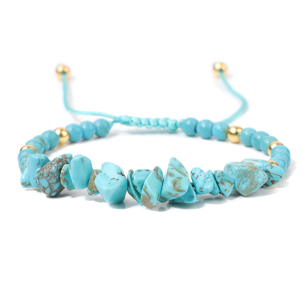 Olivenorma Irregular Natural Stone Beads Drawstring Bracelet - Turquoise - image 0