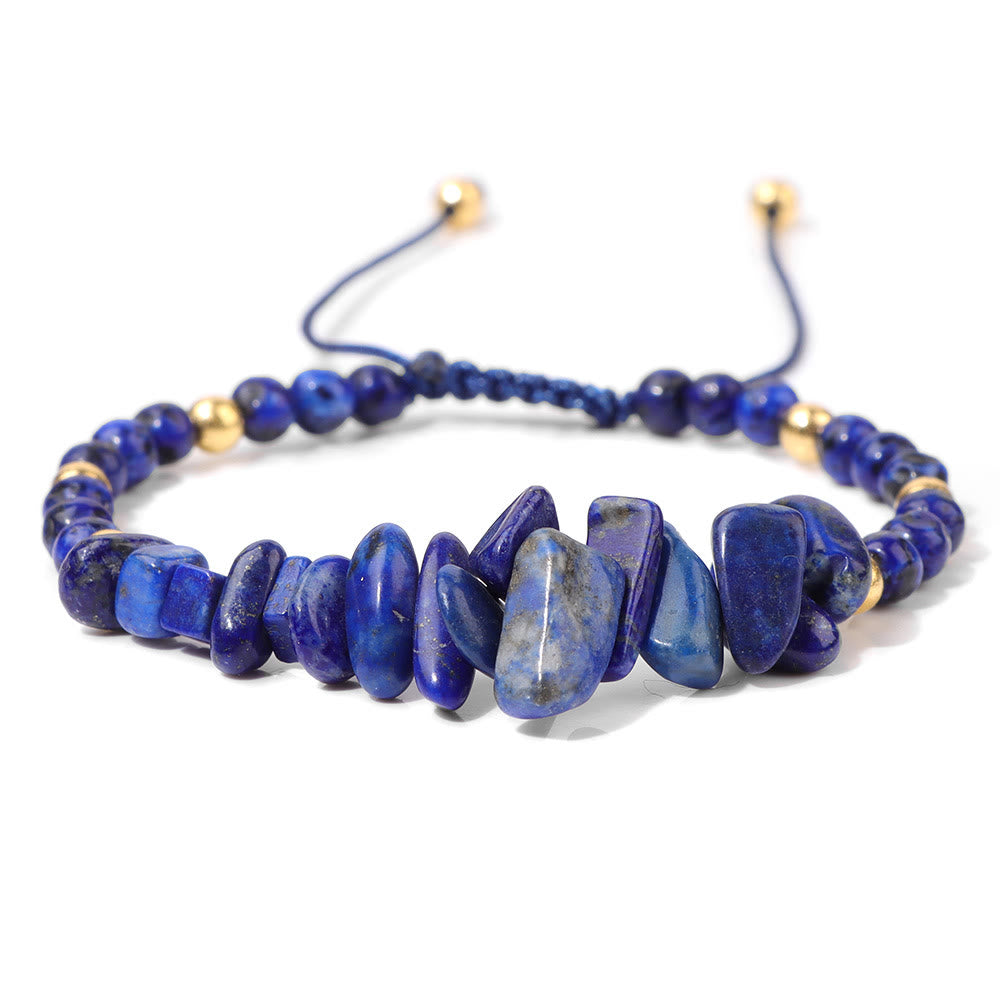 Olivenorma Irregular Natural Stone Beads Drawstring Bracelet - Lapis Lazuli - image 15