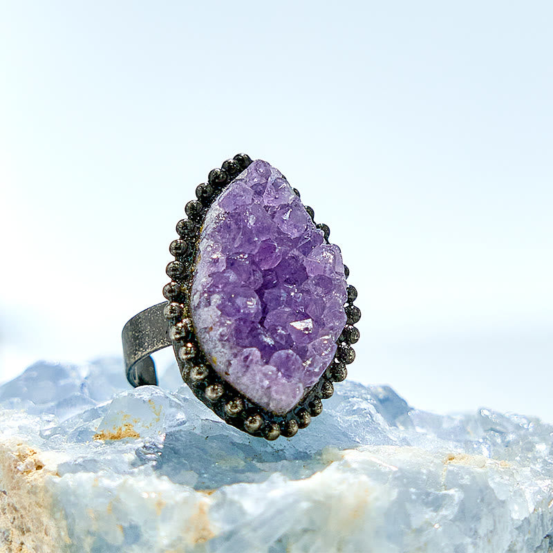Olivenorma Irregular Shape Natural Amethyst Adjustable Ring - image 3